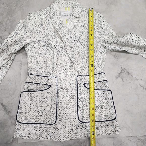 Carol Anderson Blazer Jacket Womens Size 2 White Black Trim Career Button Front - Picture 6 of 11